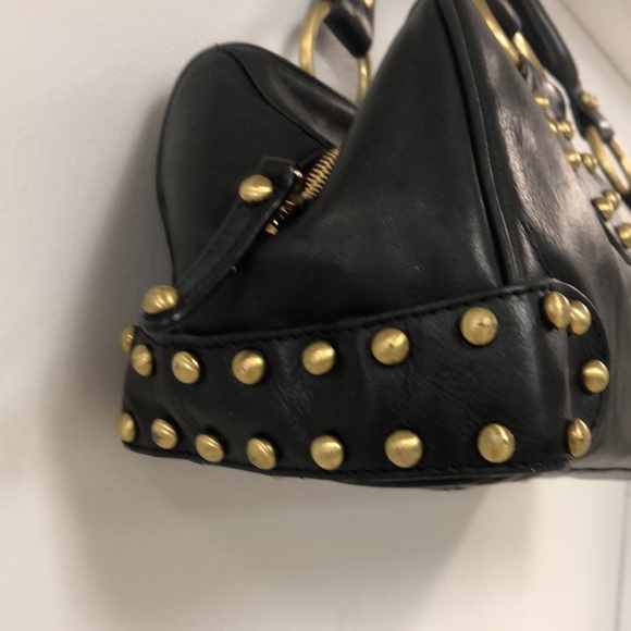 Authentic VTG Kooba Black Leather Studded Handbag - Picture 4 of 11
